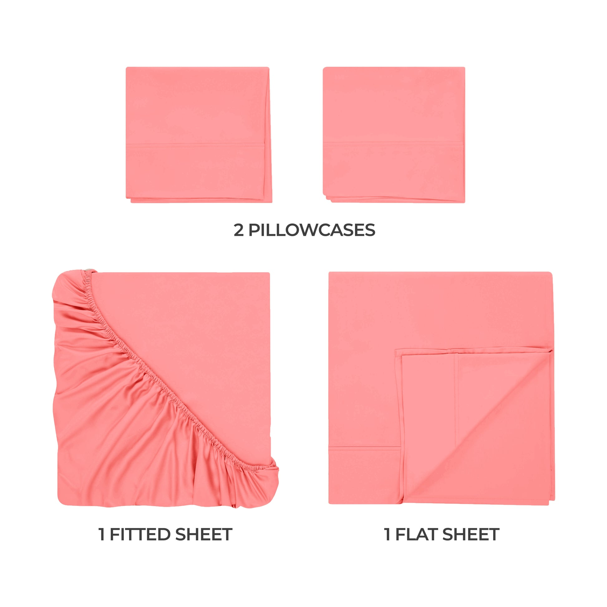 Egyptian Cotton 300 Thread Count Solid Deep Pocket Sheet Set - Coral