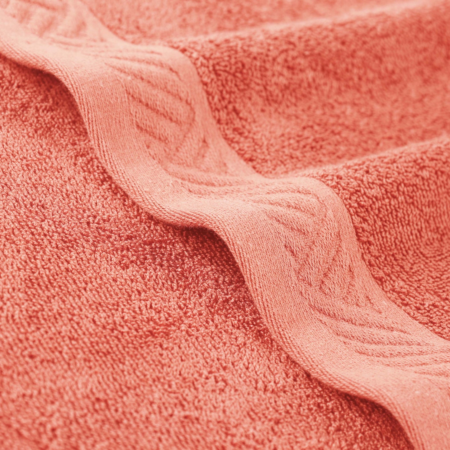 Basketweave Egyptian Cotton Solid 3 Piece Assorted Towel Set - Coral