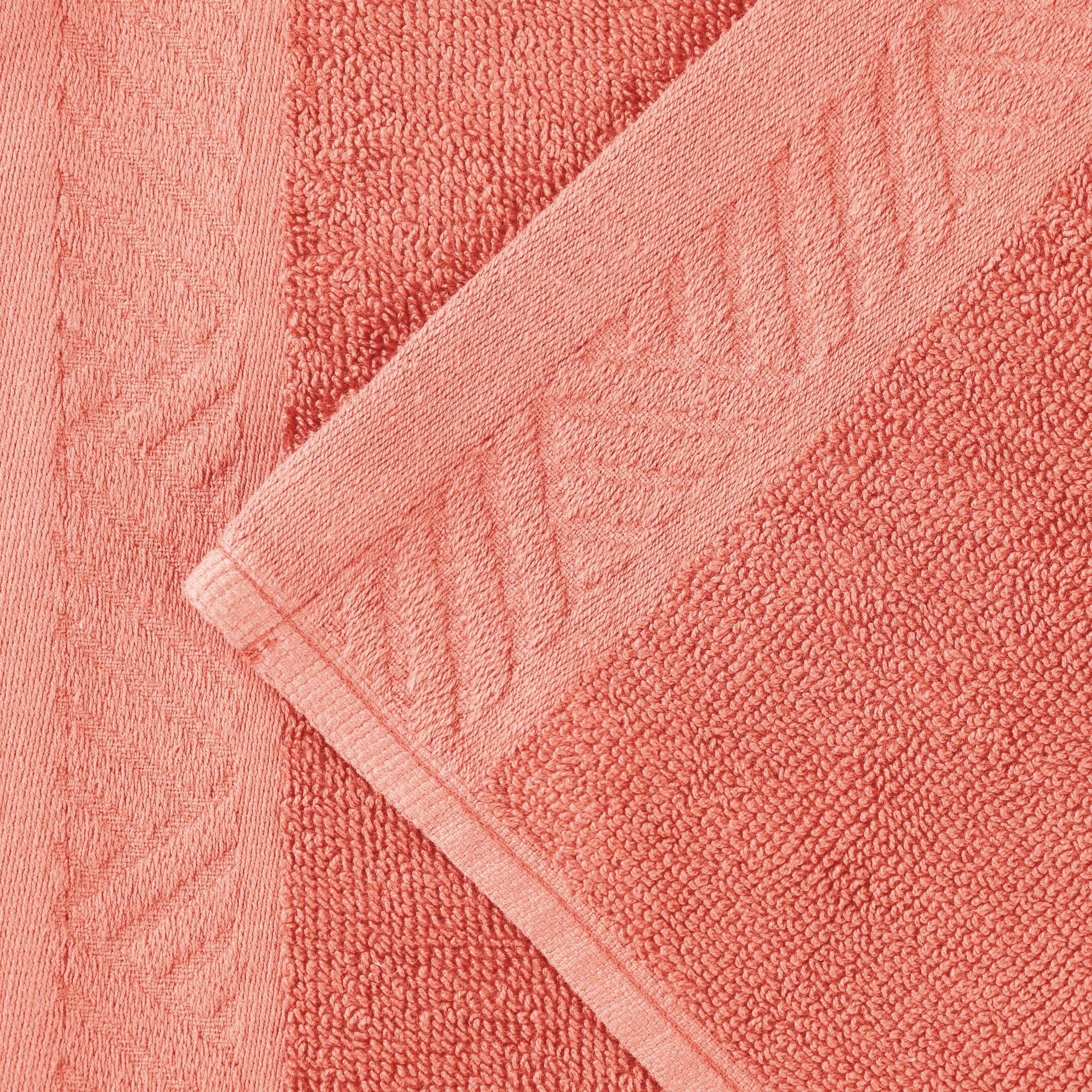 Basketweave Egyptian Cotton Solid 3 Piece Assorted Towel Set - Coral