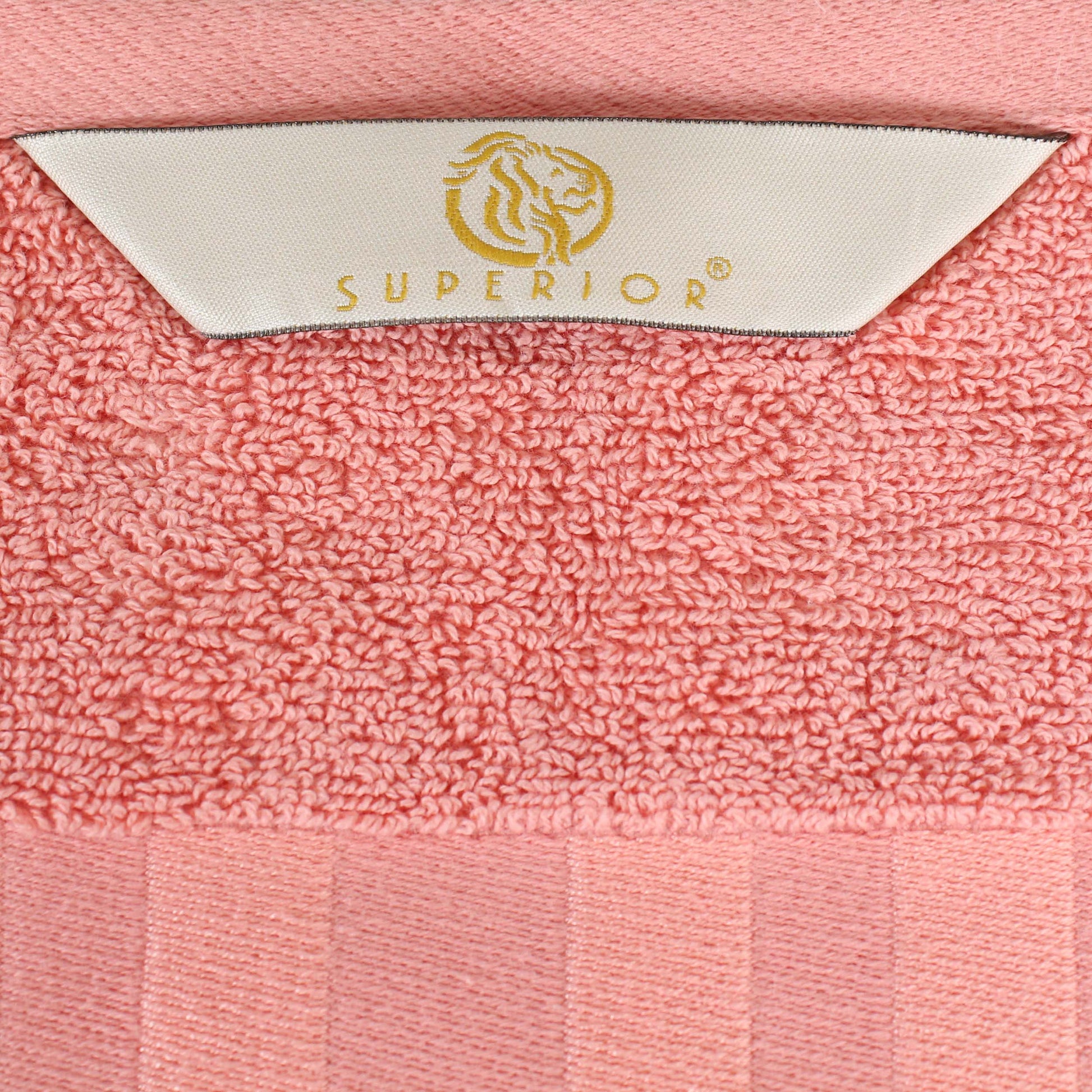 Larissa Cotton Geometric Border Bath Towel Set of 4 - Coral
