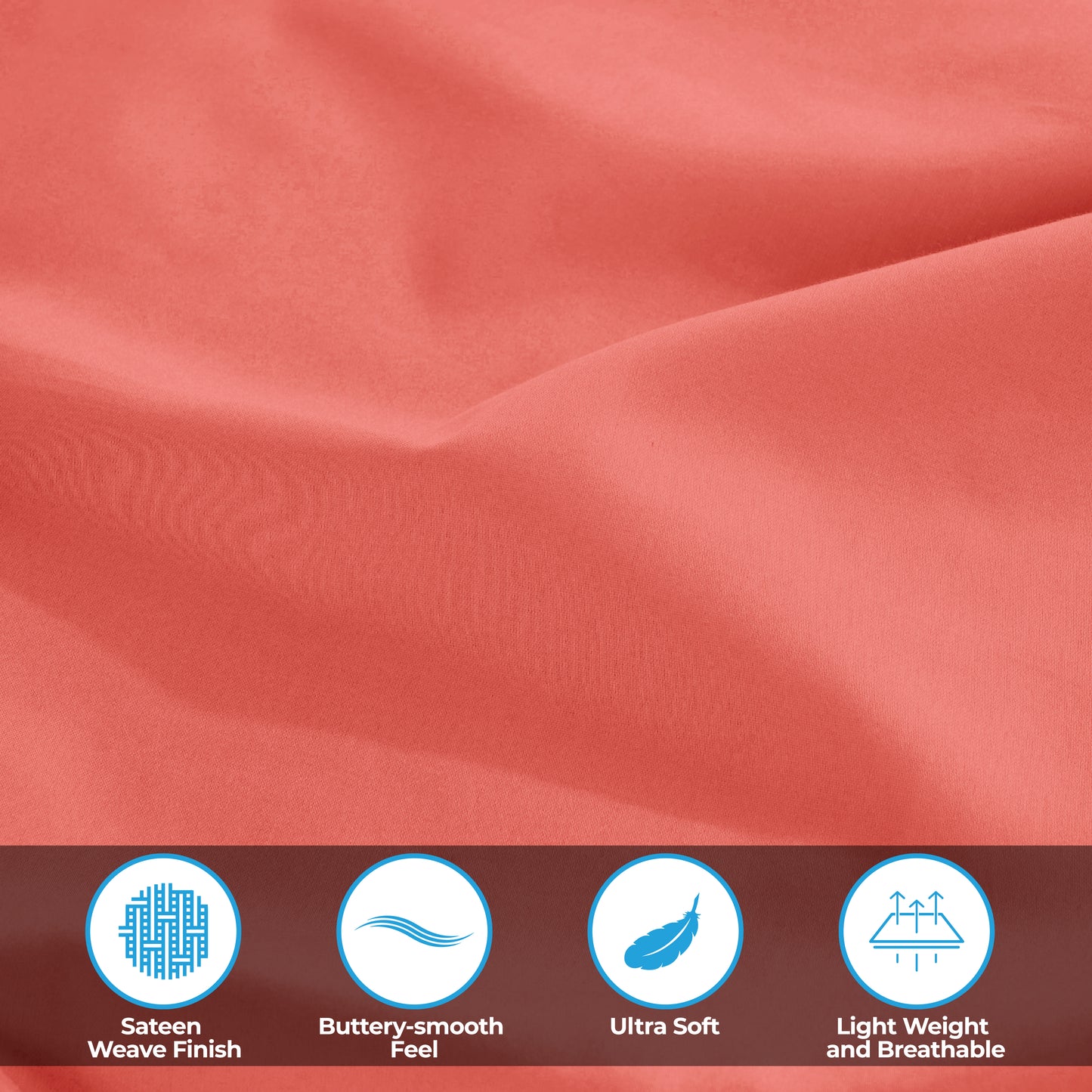 Egyptian Cotton 300 Thread Count Solid Deep Pocket Sheet Set - Coral