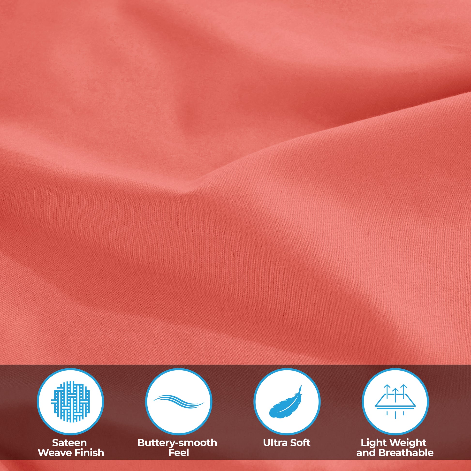 Egyptian Cotton 300 Thread Count Solid Deep Pocket Sheet Set - Coral