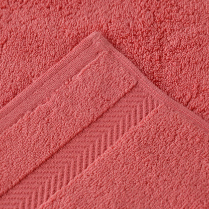 Zero-Twist Cotton Quick-Drying Absorbent Assorted 6 Piece Towel Set - Coral
