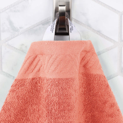 Basketweave Egyptian Cotton Solid 3 Piece Assorted Towel Set - Coral