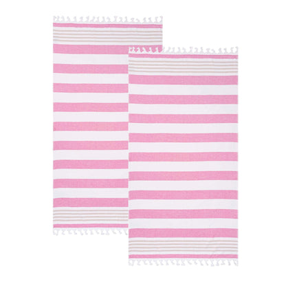 Coastal Resort Stripe Fouta 2 Piece Beach Towel with Tassels