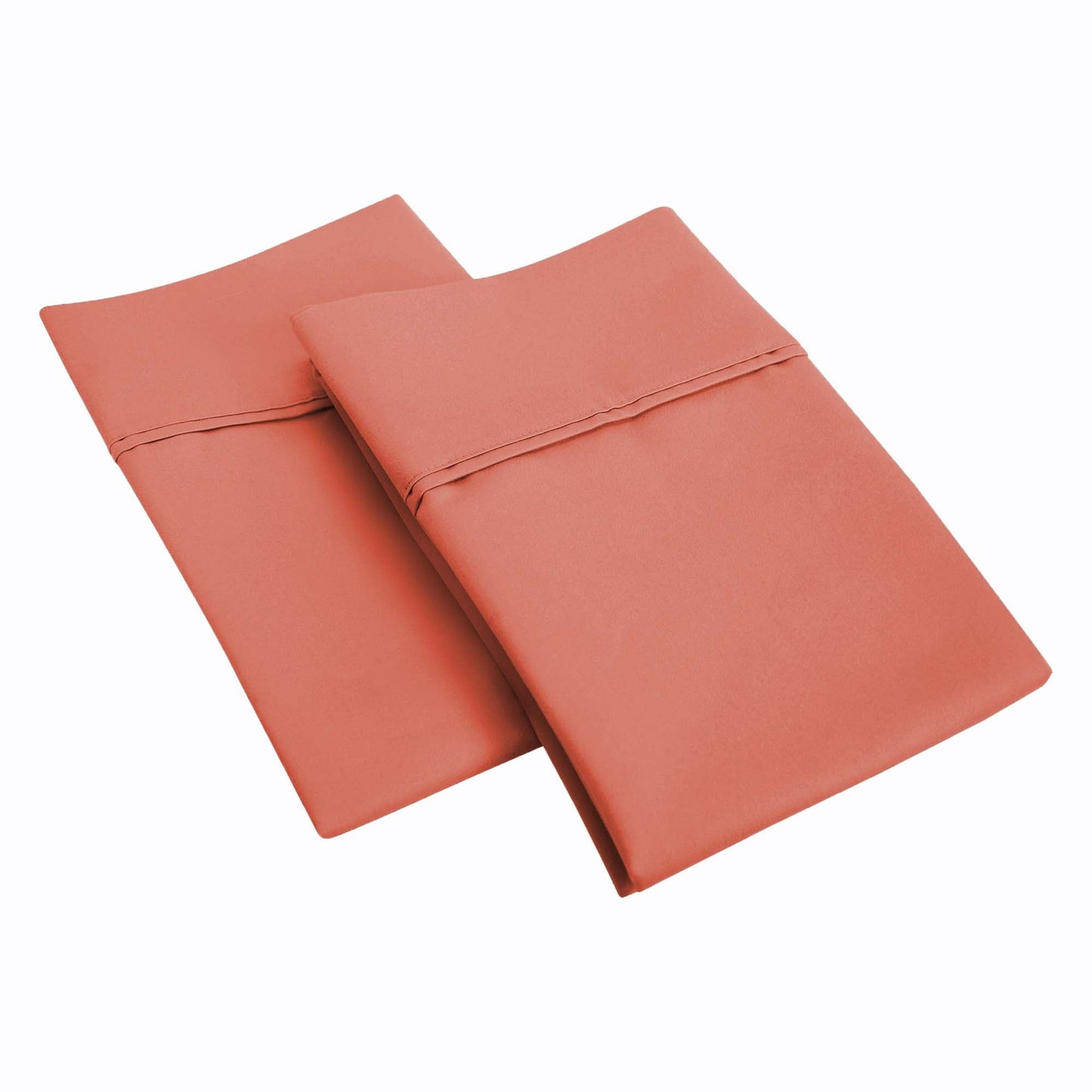 1200 Thread Count Cotton Blend 2 Piece Solid Pillowcase Set - Coral