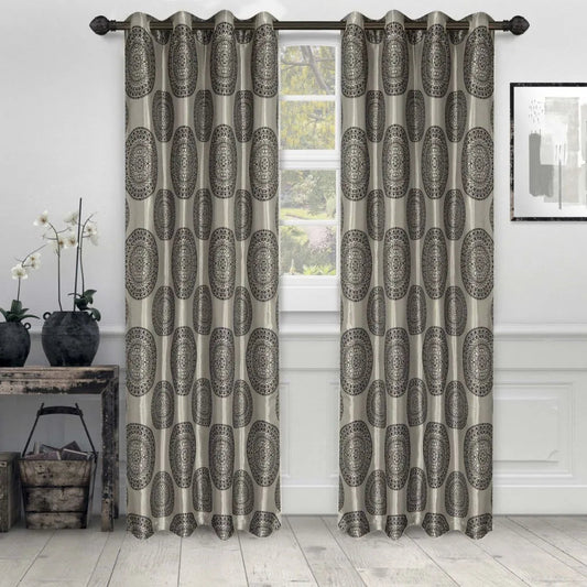 Cordon Jacquard Mandala Opaque Light Filtering 2-Piece Curtain Panel Set
