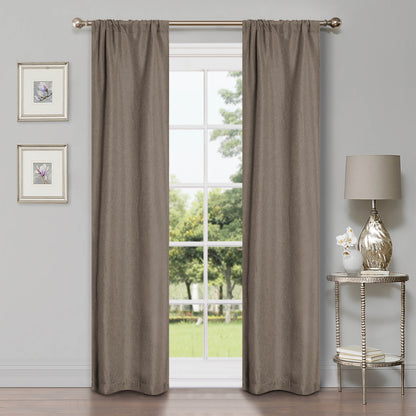 Linen Pattern Washable Room Darkening Blackout Curtains Set 26"