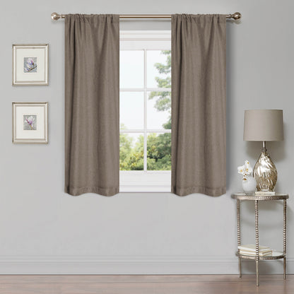 Linen Pattern Washable Room Darkening Blackout Curtains Set 26"