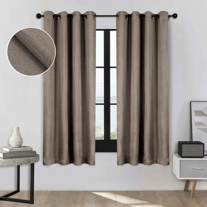 Linen Pattern Room Darkening Blackout Curtain Panel Set