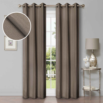 Linen Pattern Room Darkening Blackout Curtain Panel Set