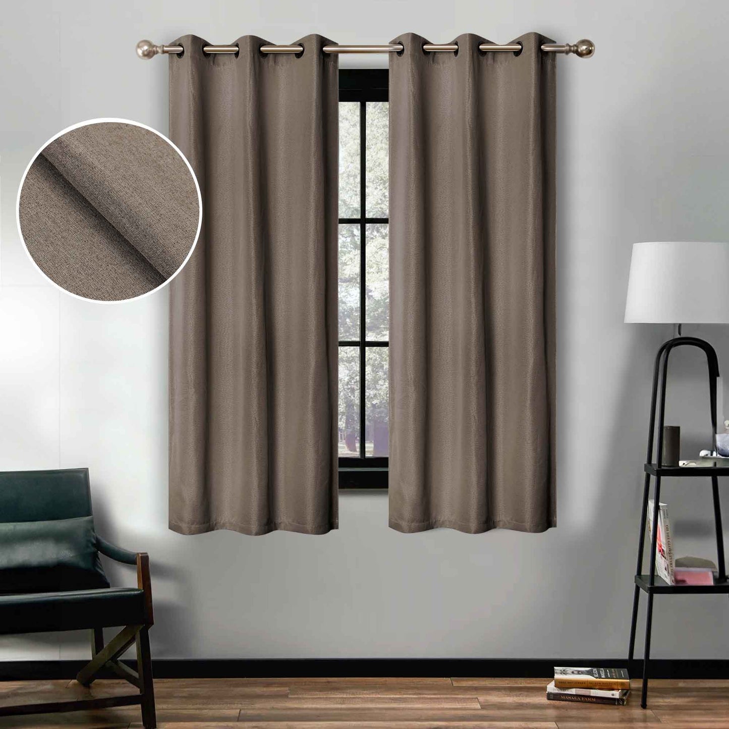 Linen Pattern Room Darkening Blackout Curtain Panel Set