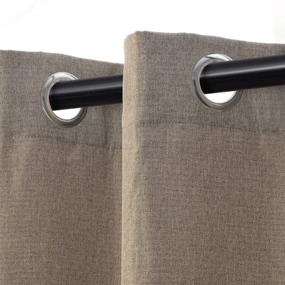 Linen Pattern Room Darkening Blackout Curtain Panel Set