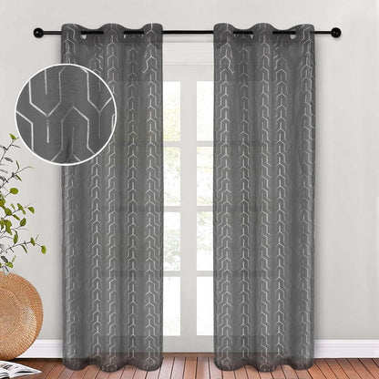 Cormac Printed Sheer Curtain Set of 2 Panels - Grey