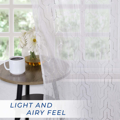 Cormac Printed Sheer Curtain Set of 2 Panels - White