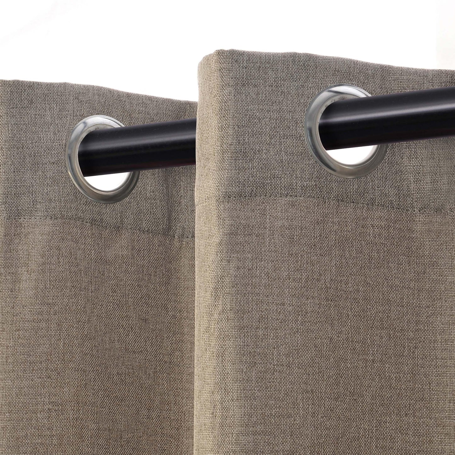 Linen Pattern Washable Room Darkening Blackout Curtain Set 42"