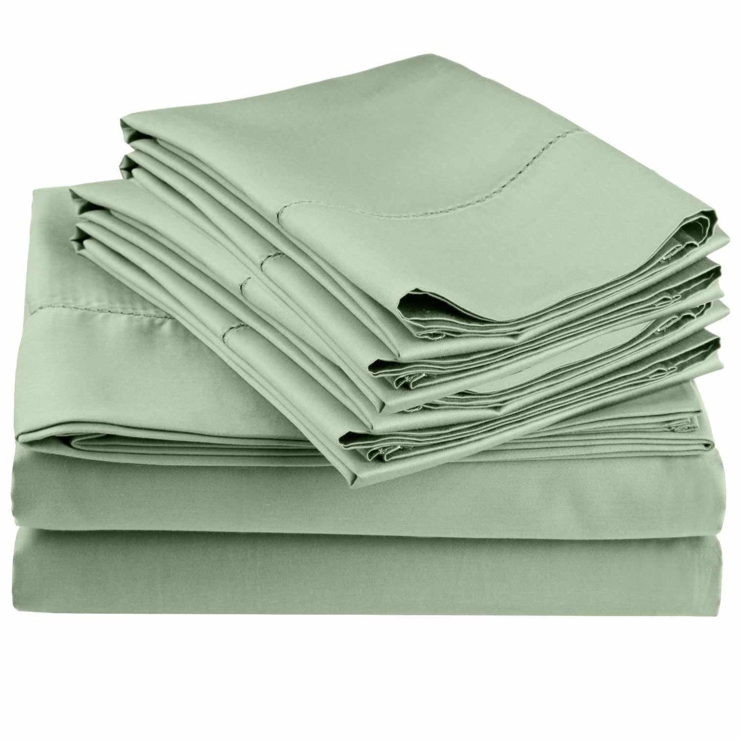 Superior Cotton Blend Deep Pocket Hemstitch Solid Sheet Set - Sage