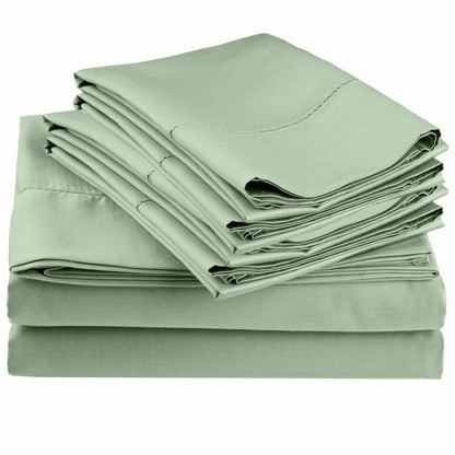 Superior Cotton Blend Deep Pocket Hemstitch Solid Sheet Set - Sage