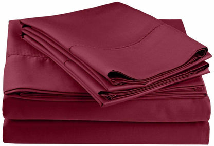 Superior Cotton Blend Deep Pocket Hemstitch Solid Sheet Set - Wine