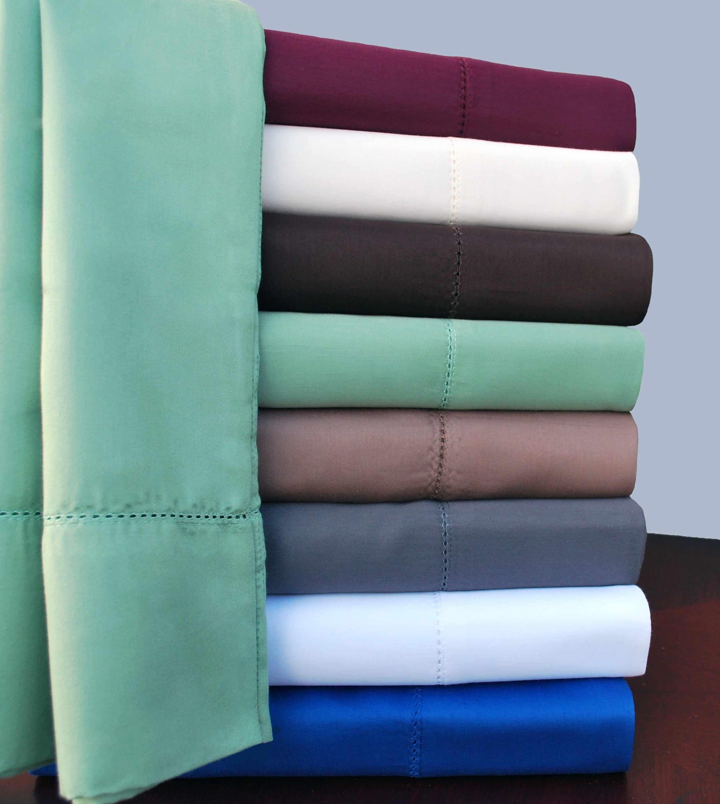  Superior Cotton Blend Deep Pocket Hemstitch Solid Sheet Set - Sage