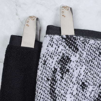 Cotton Marble and Solid Quick Dry 10 Piece Assorted Bathroom Towel Set - Black