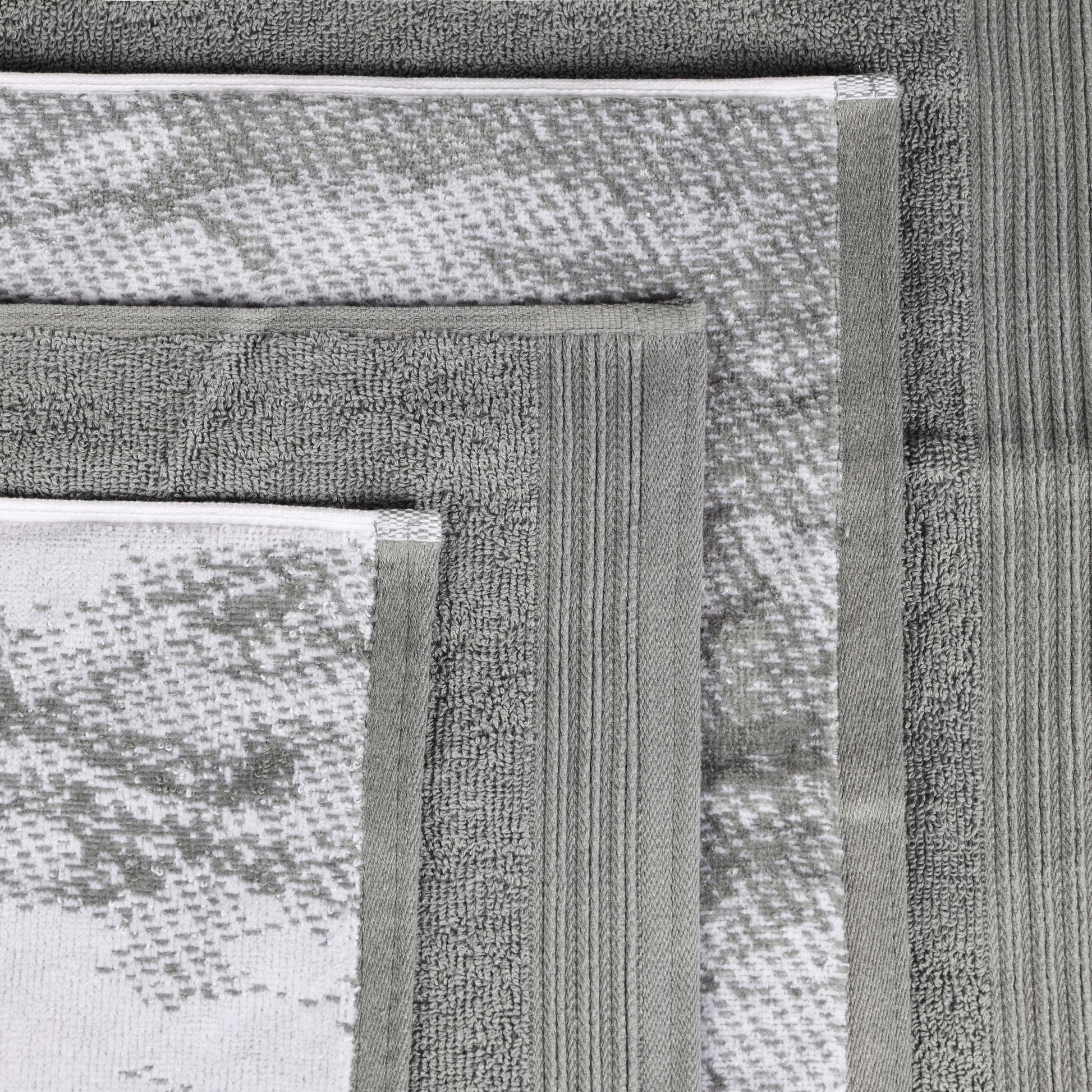 Cotton Marble and Solid Quick Dry 10 Piece Assorted Bathroom Towel Set - Gray