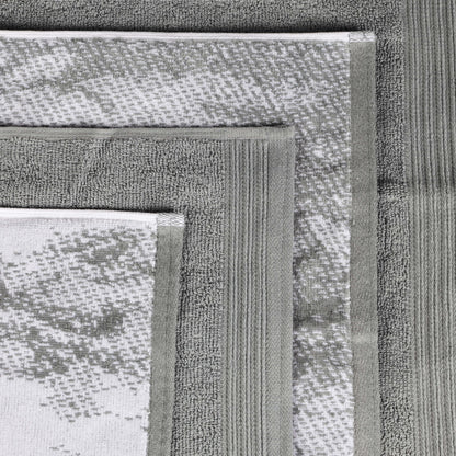 Cotton Marble and Solid Quick Dry 10 Piece Assorted Bathroom Towel Set - Gray