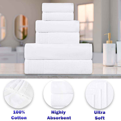 Cotton Marble and Solid Quick Dry 10 Piece Assorted Bathroom Towel Set - White