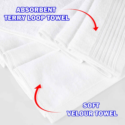 Cotton Marble and Solid Quick Dry 10 Piece Assorted Bathroom Towel Set - White
