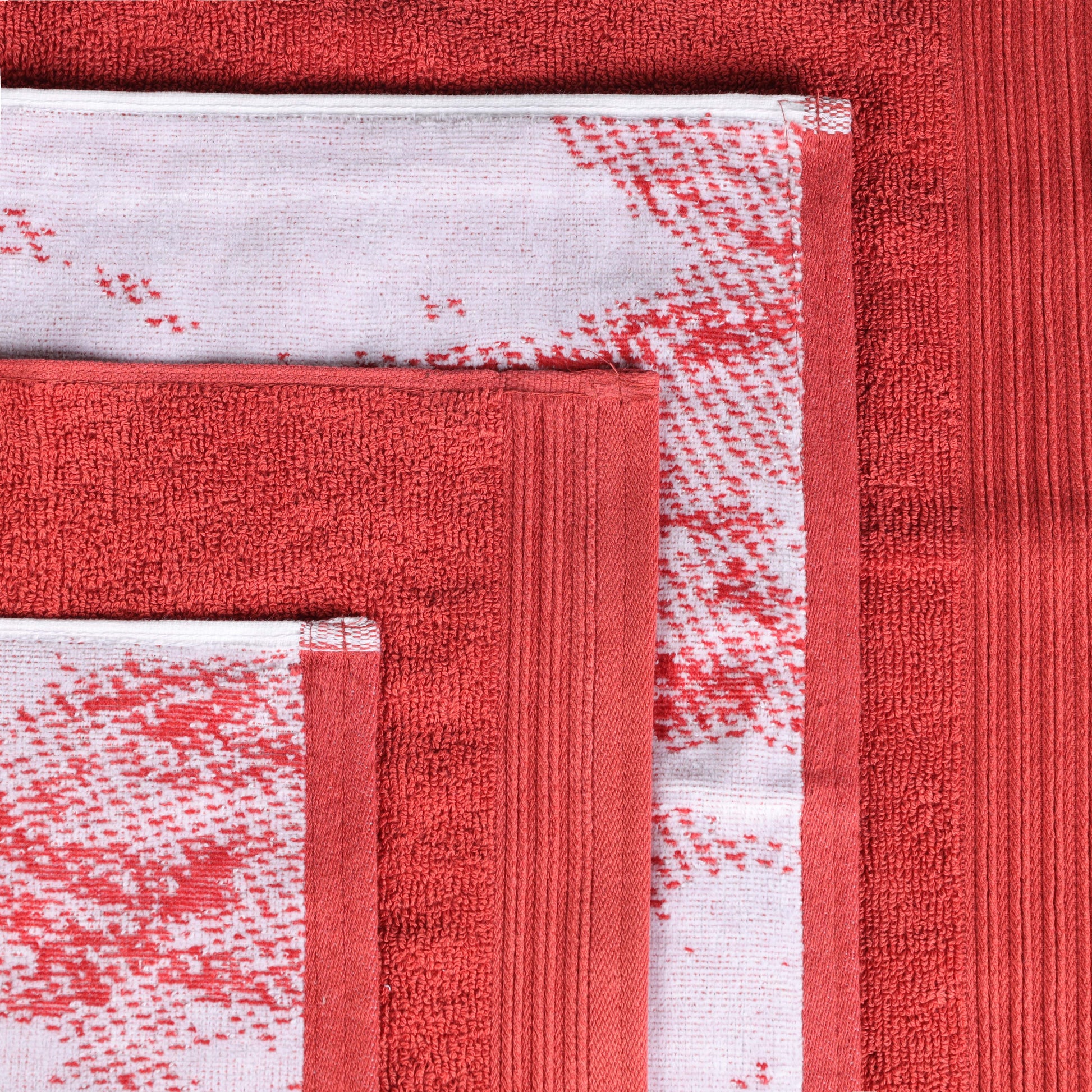 Cotton Marble and Solid Quick Dry 6 Piece Assorted Bathroom Towel Set - TerraCotta
