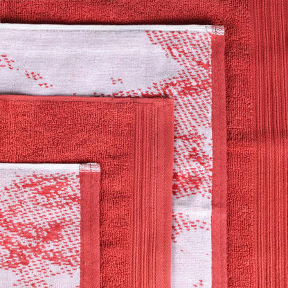 Cotton Marble and Solid Quick Dry 6 Piece Assorted Bathroom Towel Set - TerraCotta