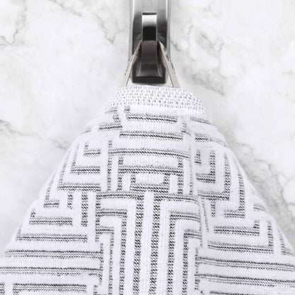 Cotton Modern Geometric Jacquard Plush Absorbent 3-Piece Towel Set - Charcoal