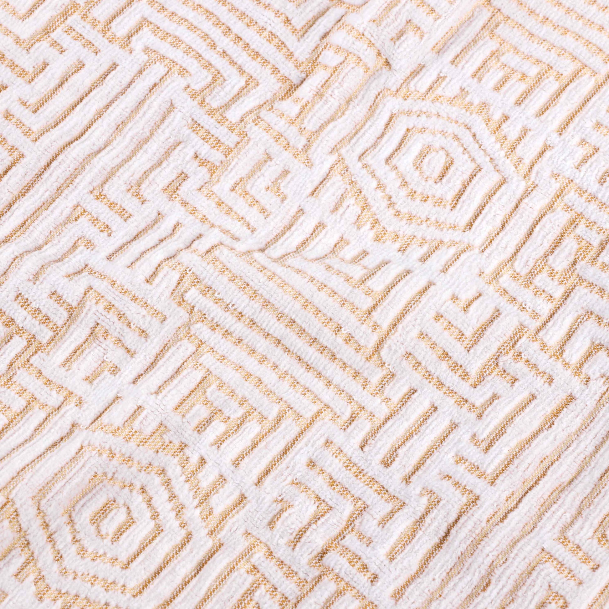 Cotton Modern Geometric Jacquard Plush Absorbent 3-Piece Towel Set - Gold