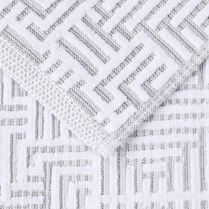 Cotton Modern Geometric Jacquard Plush Absorbent 3-Piece Towel Set - Platinum