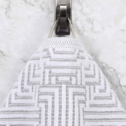 Cotton Modern Geometric Jacquard Plush Absorbent 3-Piece Towel Set - Platinum