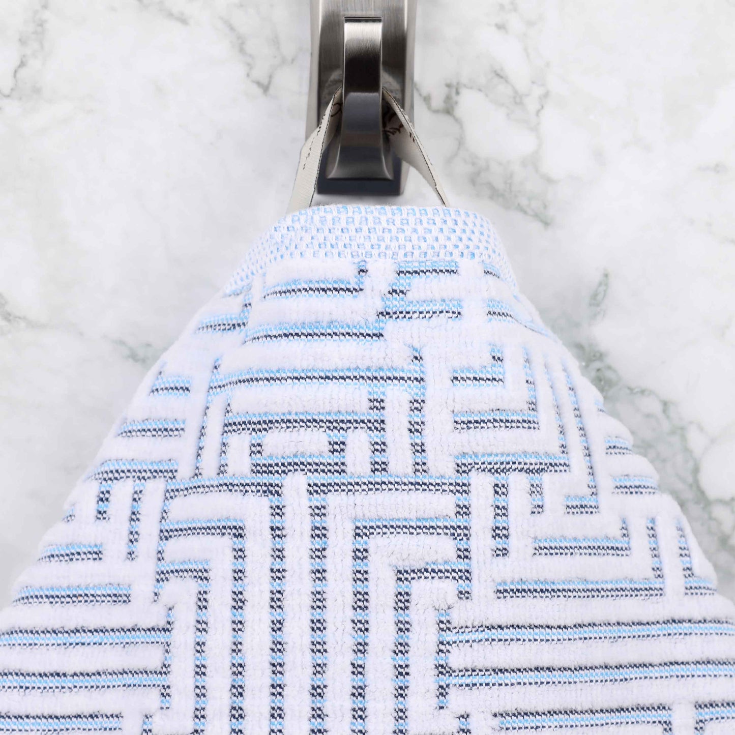 Cotton Modern Geometric Jacquard Plush Absorbent Hand Towel Set of 6 - Blue