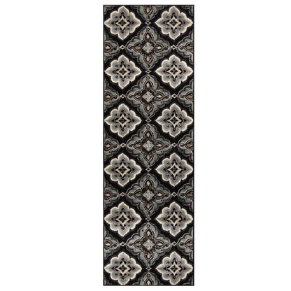 Crawford Modern Medallion Indoor Area Rug or Runner Rug Or Door Mat - Black