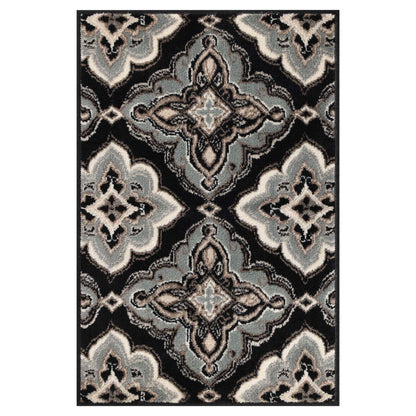 Crawford Modern Medallion Indoor Area Rug or Runner Rug Or Door Mat - Black