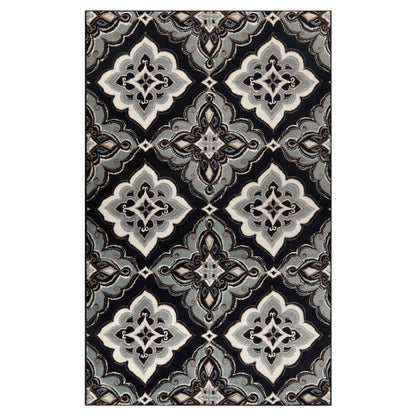 Crawford Modern Medallion Indoor Area Rug or Runner Rug Or Door Mat - Black