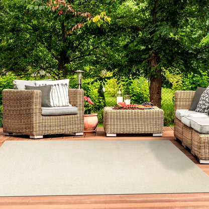 Bohemian Indoor Outdoor Rugs Solid Rectangle Braided Area Rug - Cream