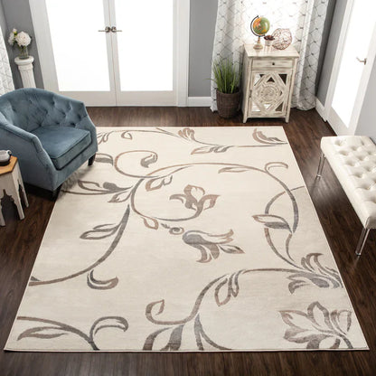 Vine Modern Floral Filigree Pattern Area Rug or Runner Rug