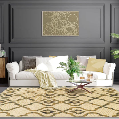 Brighton Geometric Lattice Indoor Area Rug Or Runner Rug Or Door Mat - Cream