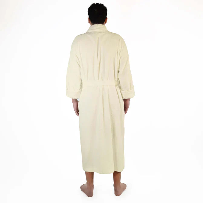 Classic Men's Bath Robe Turkish Cotton Bathrobe with Adjustable Belt - Cream