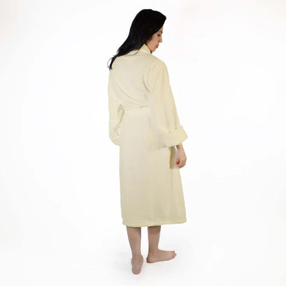 Classic Women's Bath Robe Turkish Cotton Bathrobe with Adjustable Belt - Cream