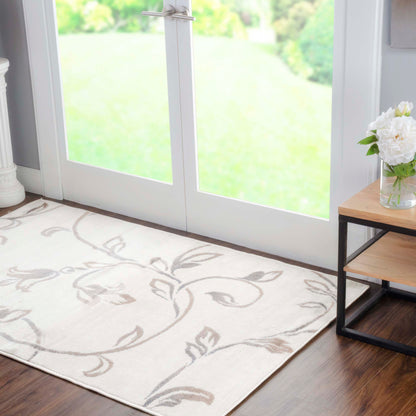 Vine Modern Floral Filigree Pattern Area Rug or Runner Rug