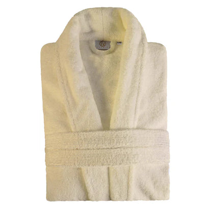 Classic Men's Bath Robe Turkish Cotton Bathrobe with Adjustable Belt - Cream