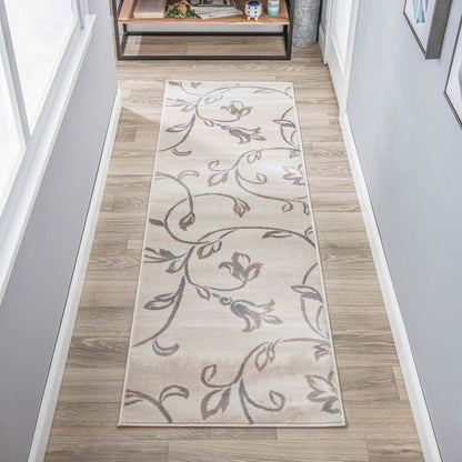 Vine Modern Floral Filigree Pattern Area Rug or Runner Rug
