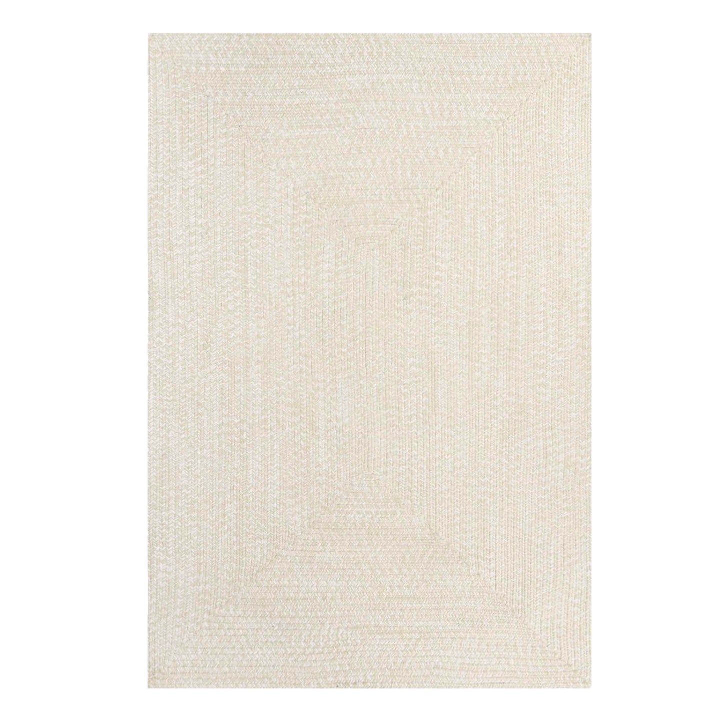 Multi Toned Braided Area Rug Bohemian Indoor Outdoor Rugs - Cream-White