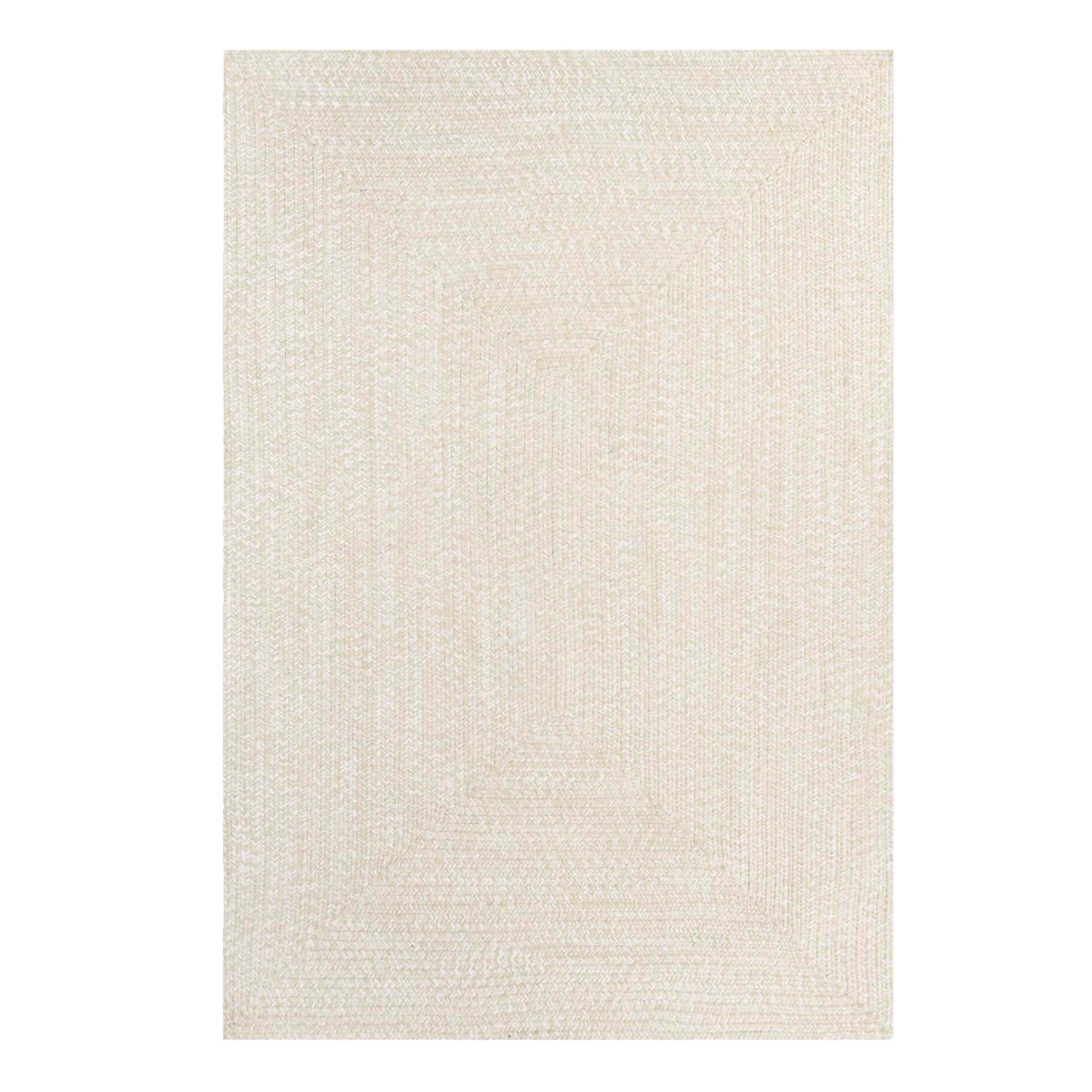 Multi Toned Braided Area Rug Bohemian Indoor Outdoor Rugs - Cream-White