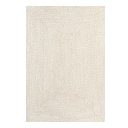 Multi Toned Braided Area Rug Bohemian Indoor Outdoor Rugs - Cream-White